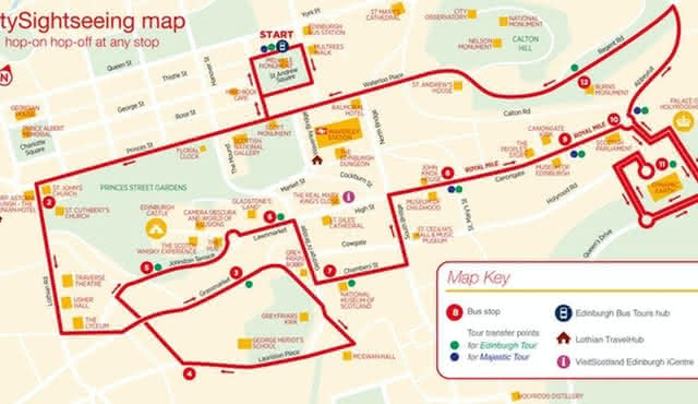 City Sightseeing hop‐on hop‐off bus tour of Edinburgh